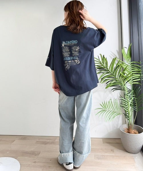Classical Elf《JaVaジャバコラボ》男女お揃い可◎ヴィンテージムード漂う。綿100%バックムービーグラフィック 飛び刺繍オーバーサイズTシャツ(半袖)商品画像-33