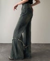 Classical Elf【mily bilet】ヴィンテージライクな脚盛れデニム♪ウエスタンライクフリンジダメージフレアジーンズ商品サムネイル-10