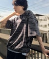Classical Elf 《JaVaジャバコラボ》【抗菌防臭機能付き】配色裾ドローコード付き 綿100%マルチボーダーTシャツ(オーバーサイズ) 商品サムネイル-6