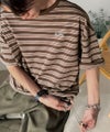 Classical Elf 《JaVaジャバコラボ》【抗菌防臭機能付き】配色裾ドローコード付き 綿100％マルチボーダーTシャツ（オーバーサイズ） 商品サムネイル-14