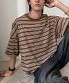 Classical Elf 《JaVaジャバコラボ》【抗菌防臭機能付き】配色裾ドローコード付き 綿100％マルチボーダーTシャツ（オーバーサイズ） 商品サムネイル-15