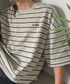 Classical Elf 《JaVaジャバコラボ》【抗菌防臭機能付き】配色裾ドローコード付き 綿100％マルチボーダーTシャツ（オーバーサイズ） 商品サムネイル-31