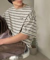 Classical Elf 《JaVaジャバコラボ》【抗菌防臭機能付き】配色裾ドローコード付き 綿100%マルチボーダーTシャツ(オーバーサイズ) 商品サムネイル-32