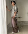 Classical Elf 《JaVaジャバコラボ》【抗菌防臭機能付き】配色裾ドローコード付き 綿100％マルチボーダーTシャツ（オーバーサイズ） 商品サムネイル-34