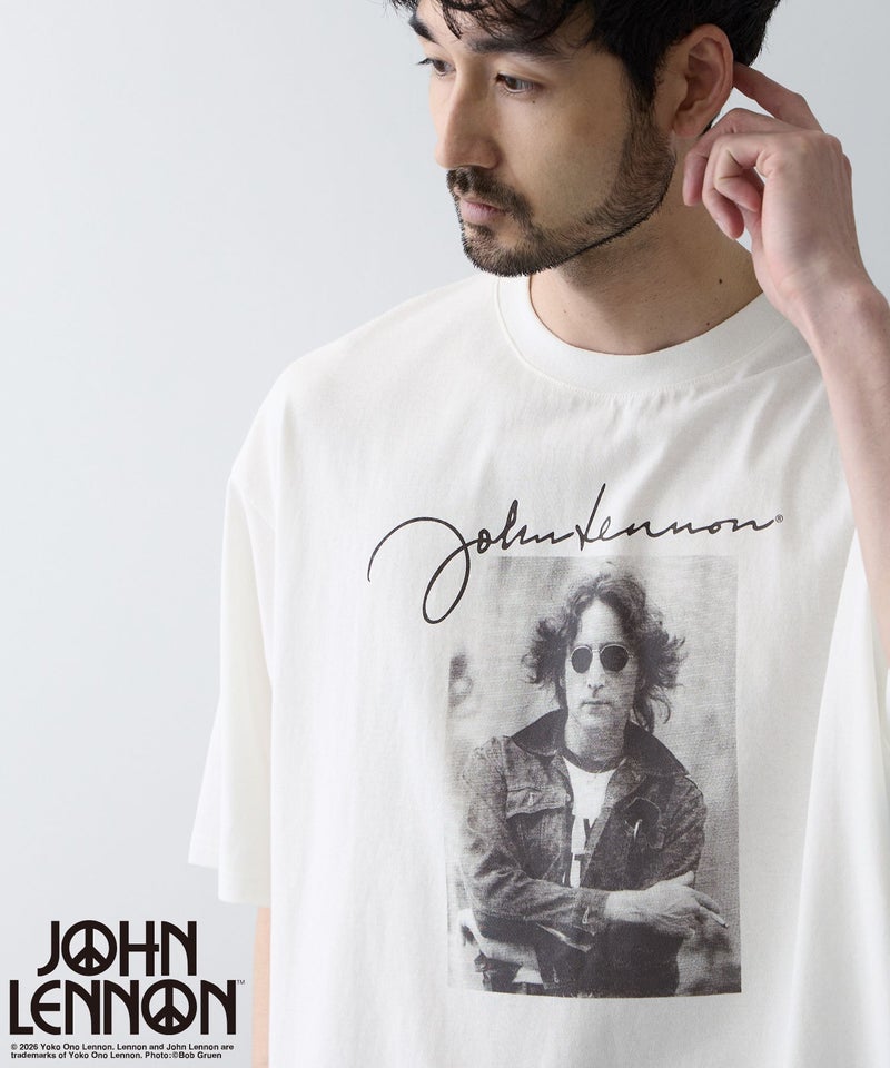 ジョンレノン フォトプリント ルーズシルエット クルーネックTシャツ メンズ メール便 対応商品商品画像-3