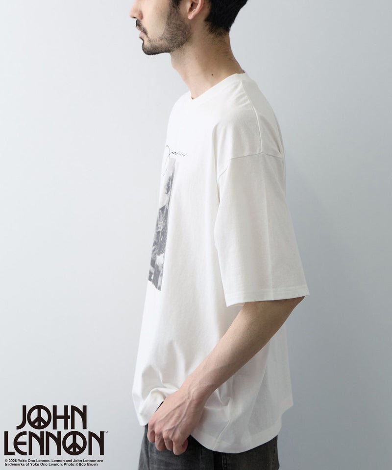 ジョンレノン フォトプリント ルーズシルエット クルーネックTシャツ メンズ メール便 対応商品商品画像-4