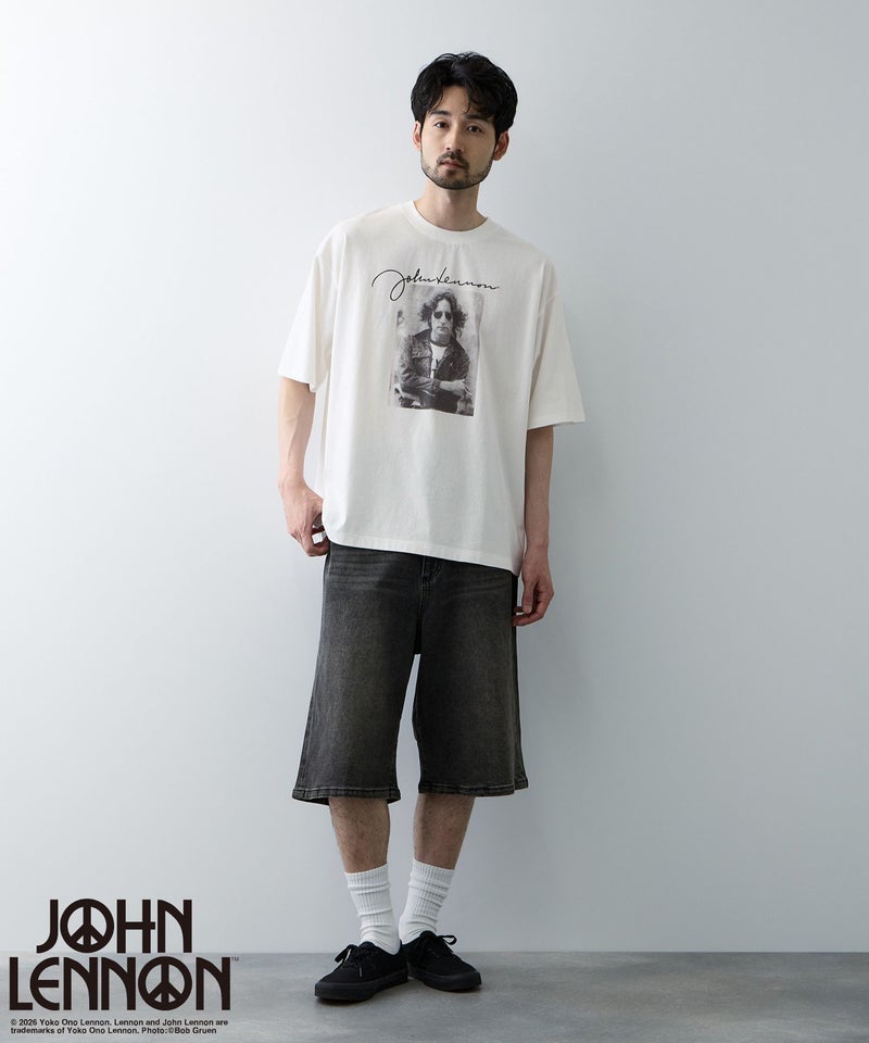 ジョンレノン フォトプリント ルーズシルエット クルーネックTシャツ メンズ メール便 対応商品商品画像-7