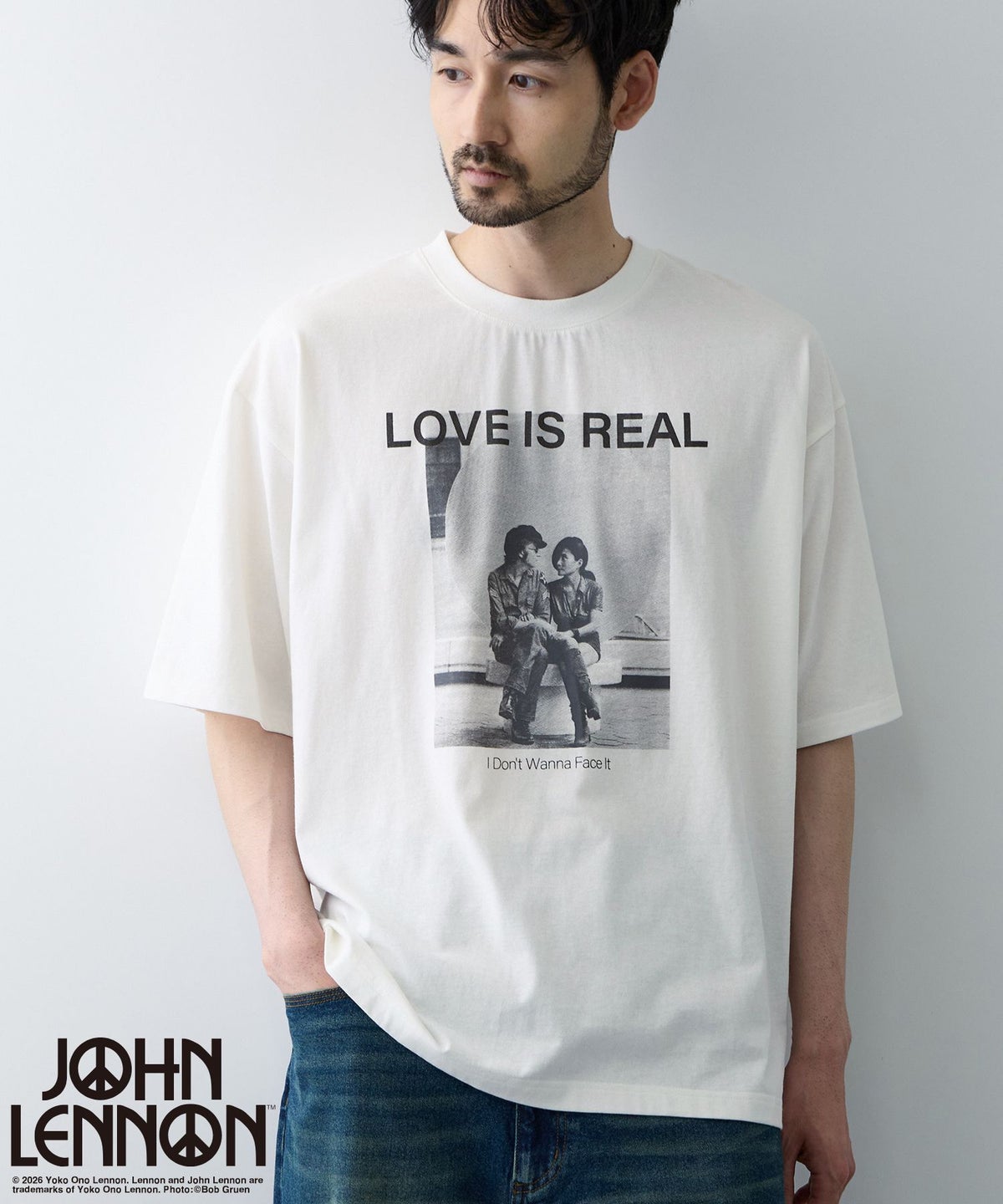 ジョンレノン フォトプリント ルーズシルエット クルーネックTシャツ メンズ メール便 対応商品