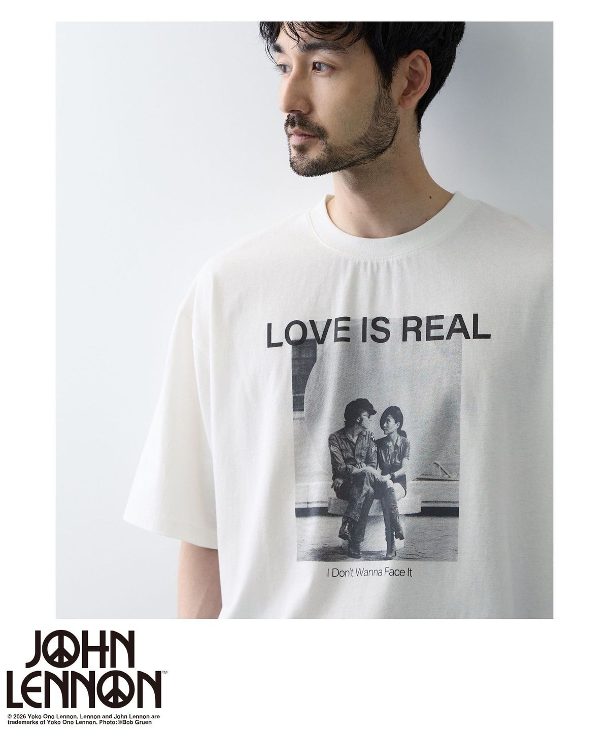 ジョンレノン フォトプリント ルーズシルエット クルーネックTシャツ メンズ メール便 対応商品