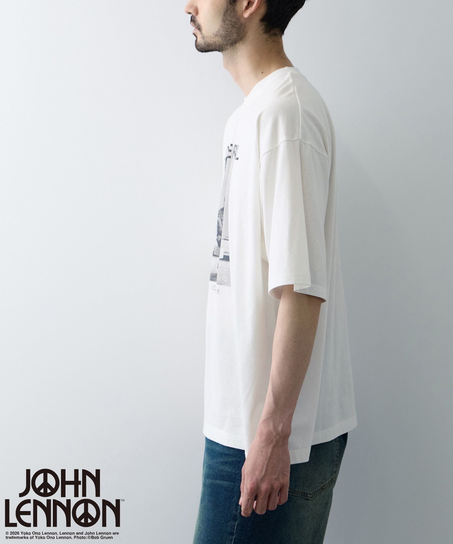 ジョンレノン フォトプリント ルーズシルエット クルーネックTシャツ
