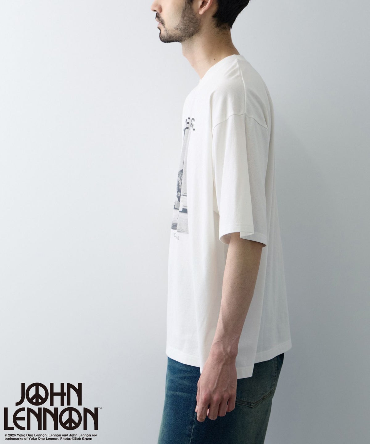 ジョンレノン フォトプリント ルーズシルエット クルーネックTシャツ メンズ メール便 対応商品