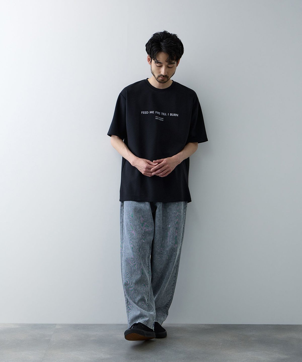 NAVY ブリーズデニム ワイドテーパードパンツ メンズ