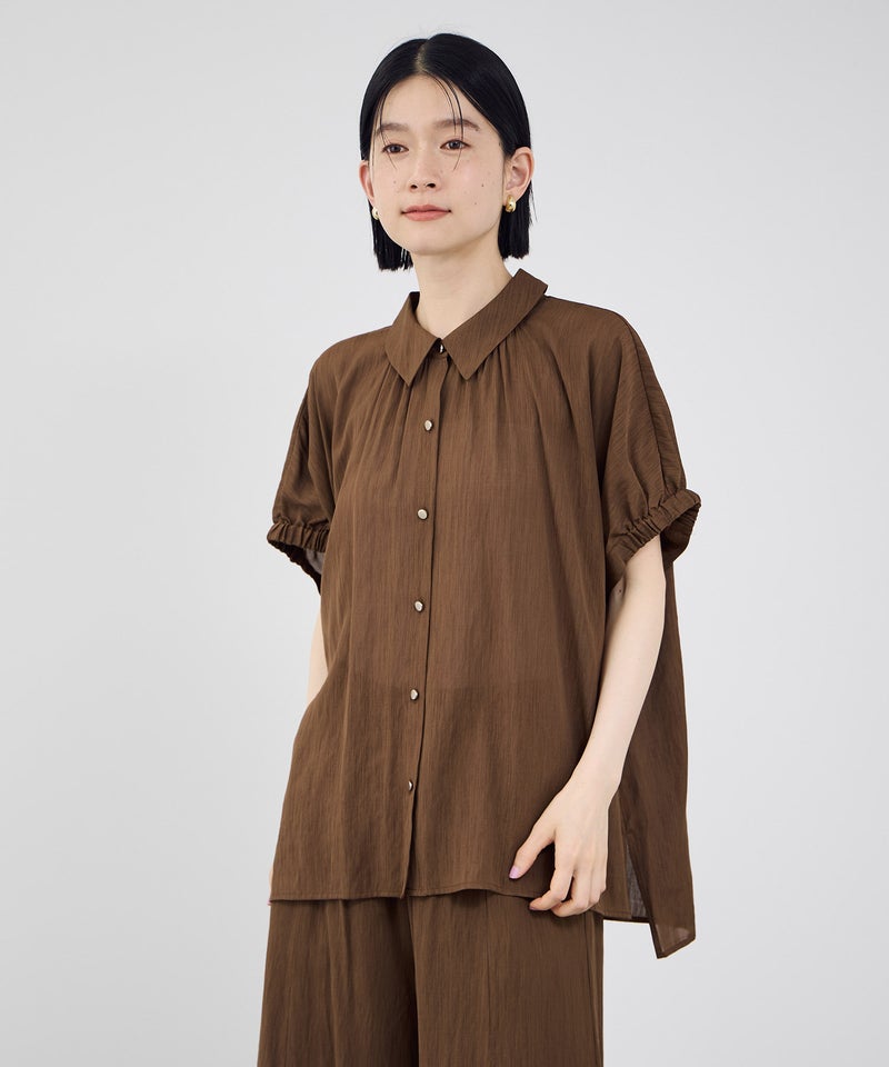 Idnes シアーギャザーブラウス レディース商品画像-3