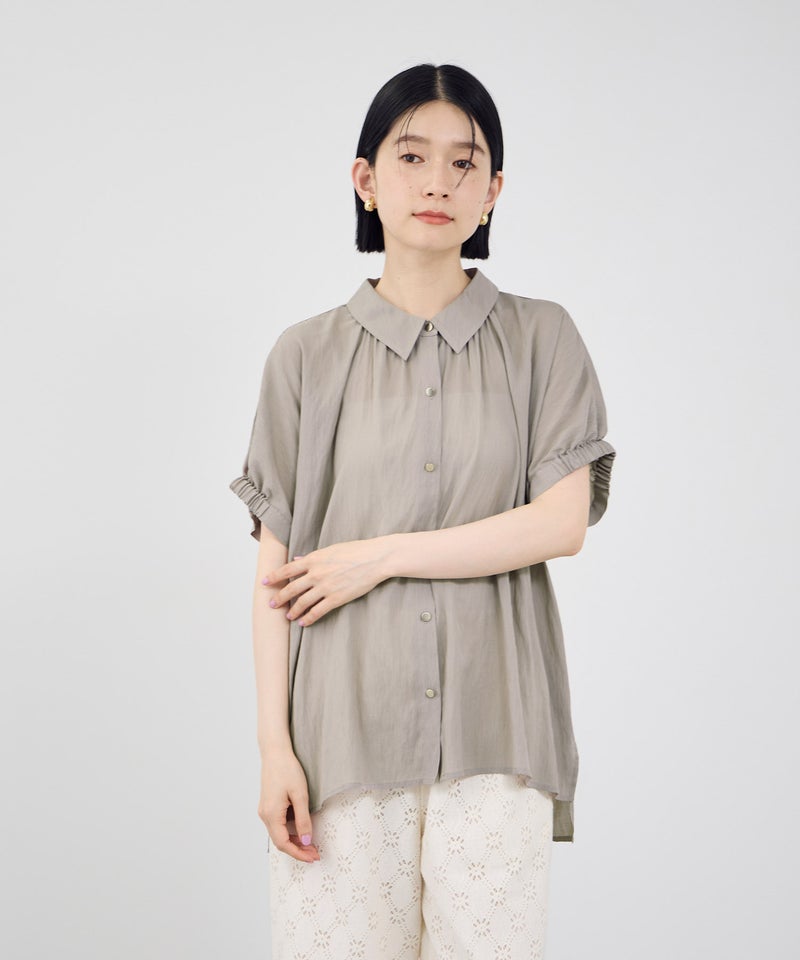 Idnes シアーギャザーブラウス レディース商品画像-7