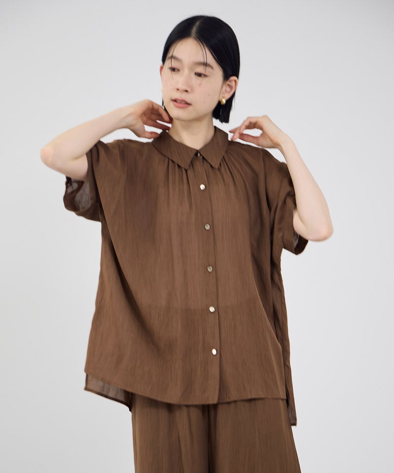 Idnes シアーギャザーブラウス レディース商品画像-11