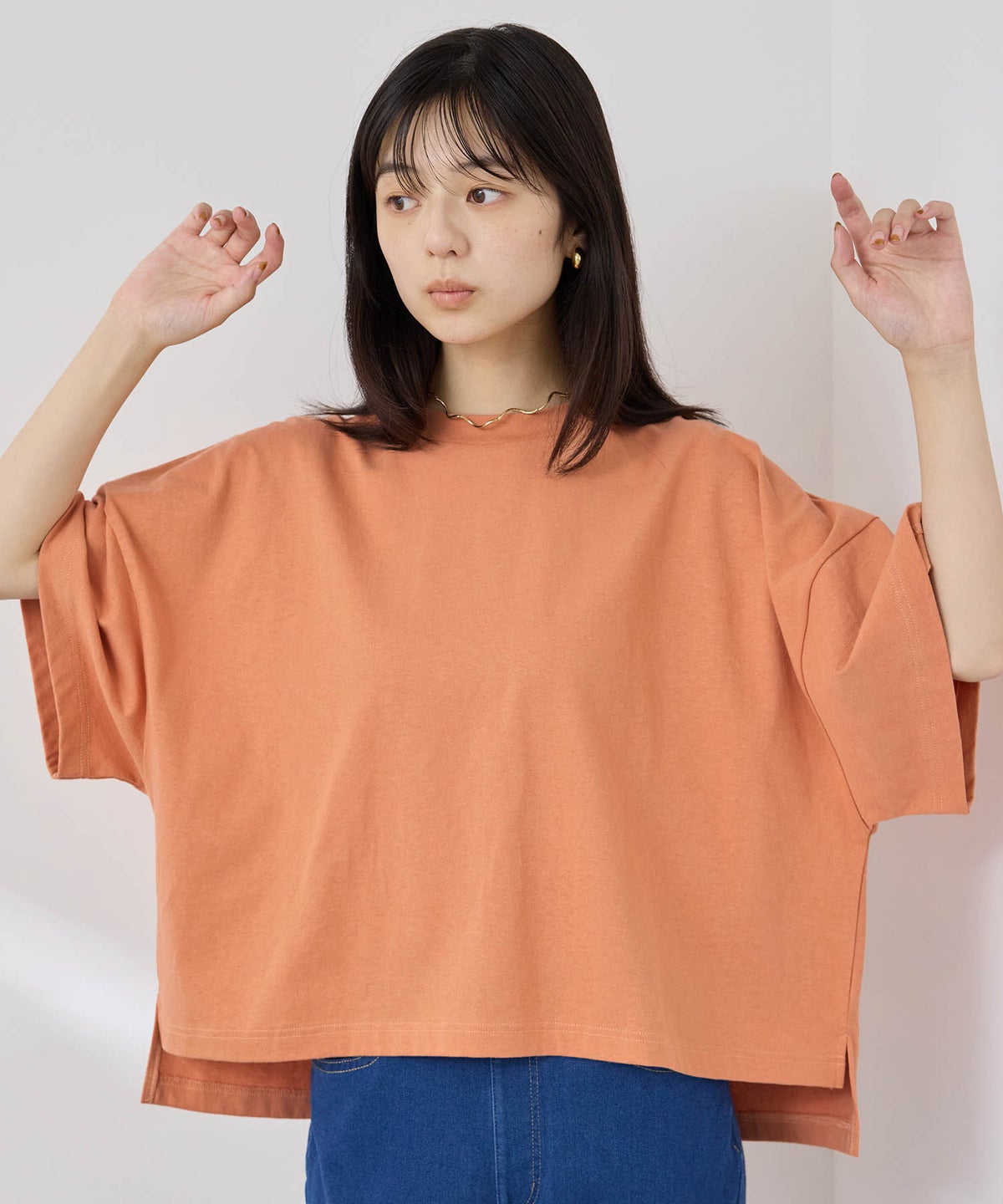 [期間限定価格]NAVY SARARI 接触冷感 ワイドシルエット UVカットTシャツ レディース メール便 対応商品