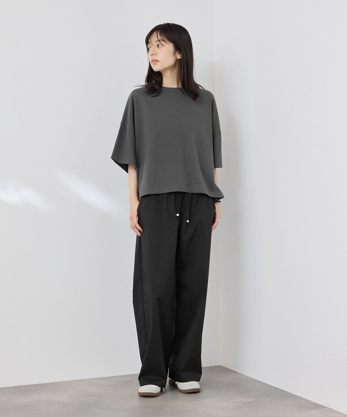 [期間限定価格]NAVY SARARI 接触冷感 ワイドシルエット UVカットTシャツ レディース メール便 対応商品