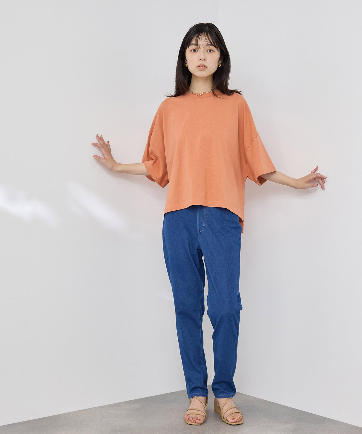 [期間限定価格]NAVY SARARI 接触冷感 ワイドシルエット UVカットTシャツ レディース メール便 対応商品
