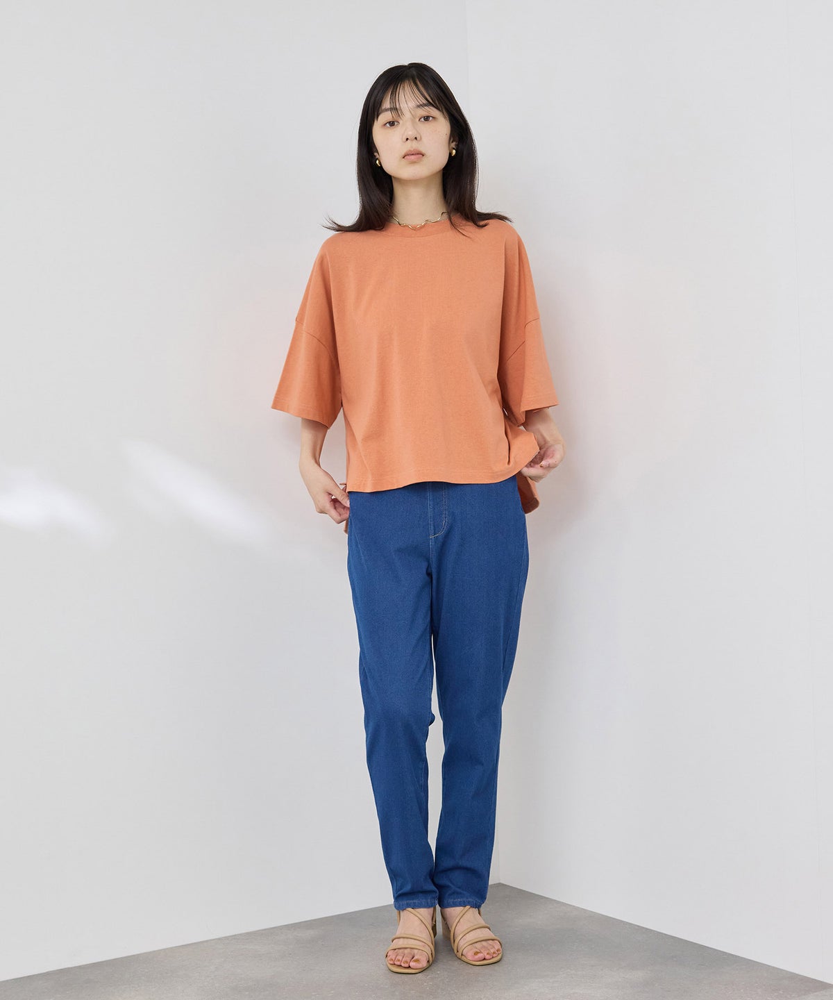[期間限定価格]NAVY SARARI 接触冷感 ワイドシルエット UVカットTシャツ レディース メール便 対応商品
