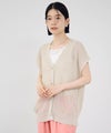 Idnes 麻タッチVネック ニットベスト ゴールドボタン レディース商品サムネイル-4