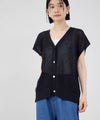 Idnes 麻タッチVネック ニットベスト ゴールドボタン レディース商品サムネイル-10