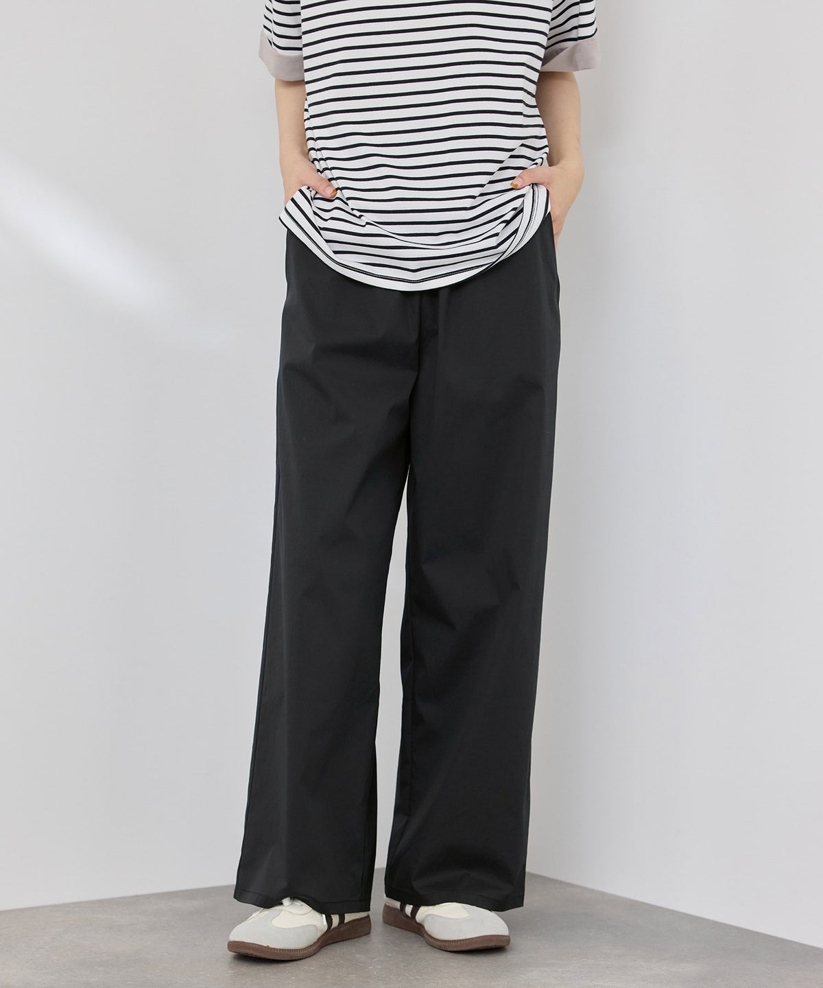 [期間限定価格]NAVY SARARI 冷感ストレッチ ドロスト イージーパンツ レディース