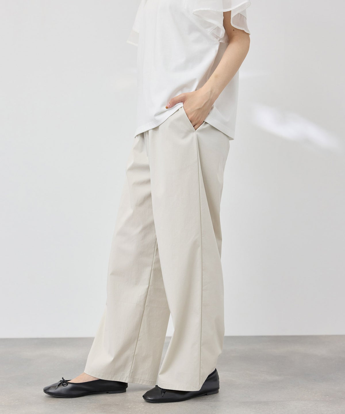 [期間限定価格]NAVY SARARI 冷感ストレッチ ドロスト イージーパンツ レディース