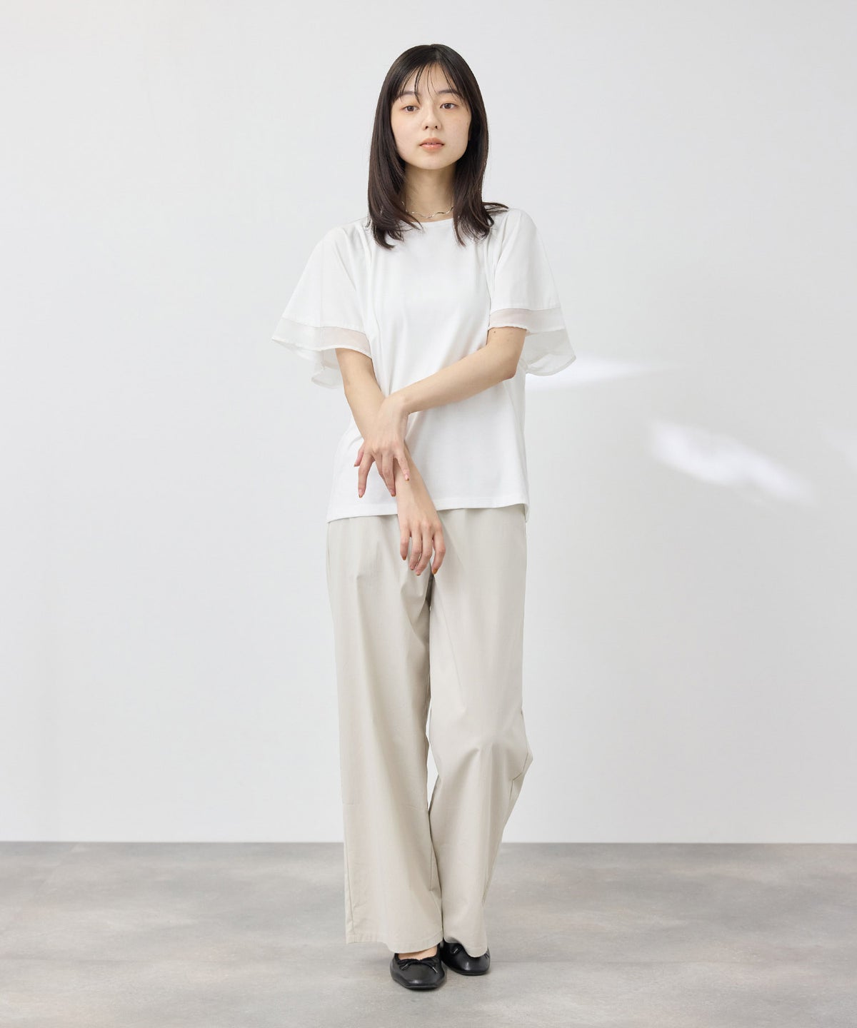 [期間限定価格]NAVY SARARI 冷感ストレッチ ドロスト イージーパンツ レディース