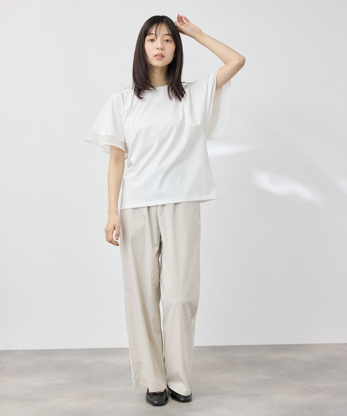 [期間限定価格]NAVY SARARI 冷感ストレッチ ドロスト イージーパンツ レディース