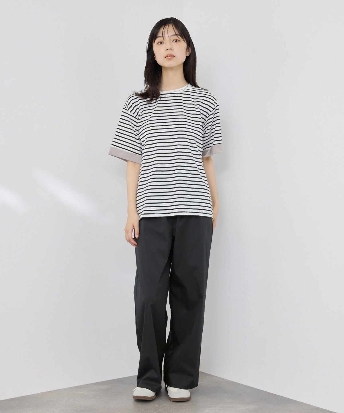 [期間限定価格]NAVY SARARI 冷感ストレッチ ドロスト イージーパンツ レディース