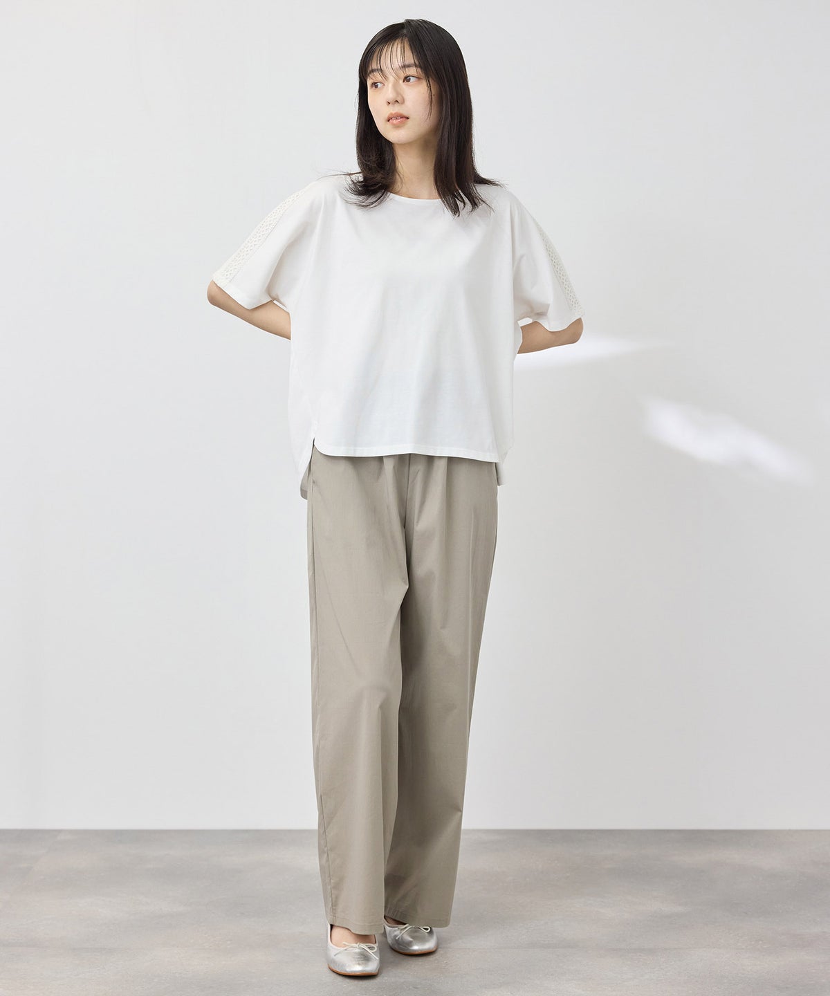 [期間限定価格]NAVY SARARI 冷感ストレッチ ドロスト イージーパンツ レディース