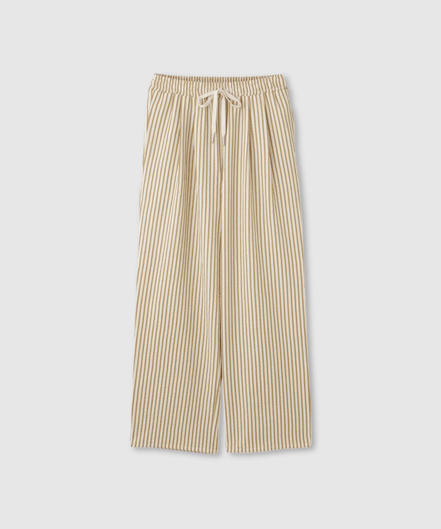 FIDRA ストライプ ベージュ パンツ XL NAVY SARARI サッカーストライプイージーパンツ レディース