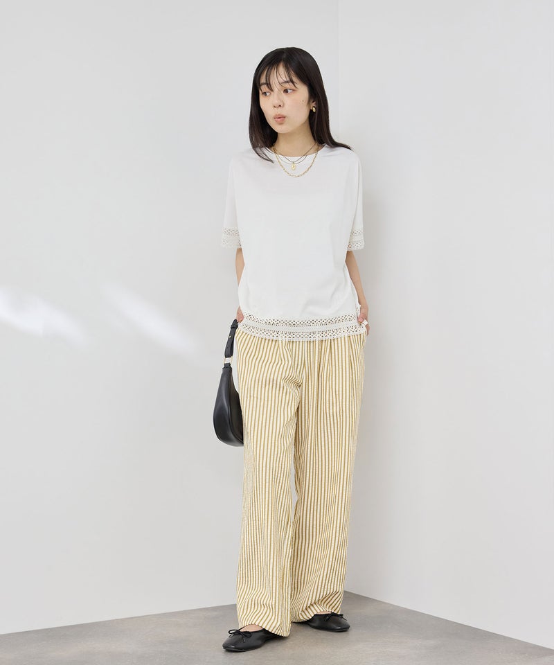 NAVY SARARI サッカーストライプイージーパンツ レディース商品画像-10