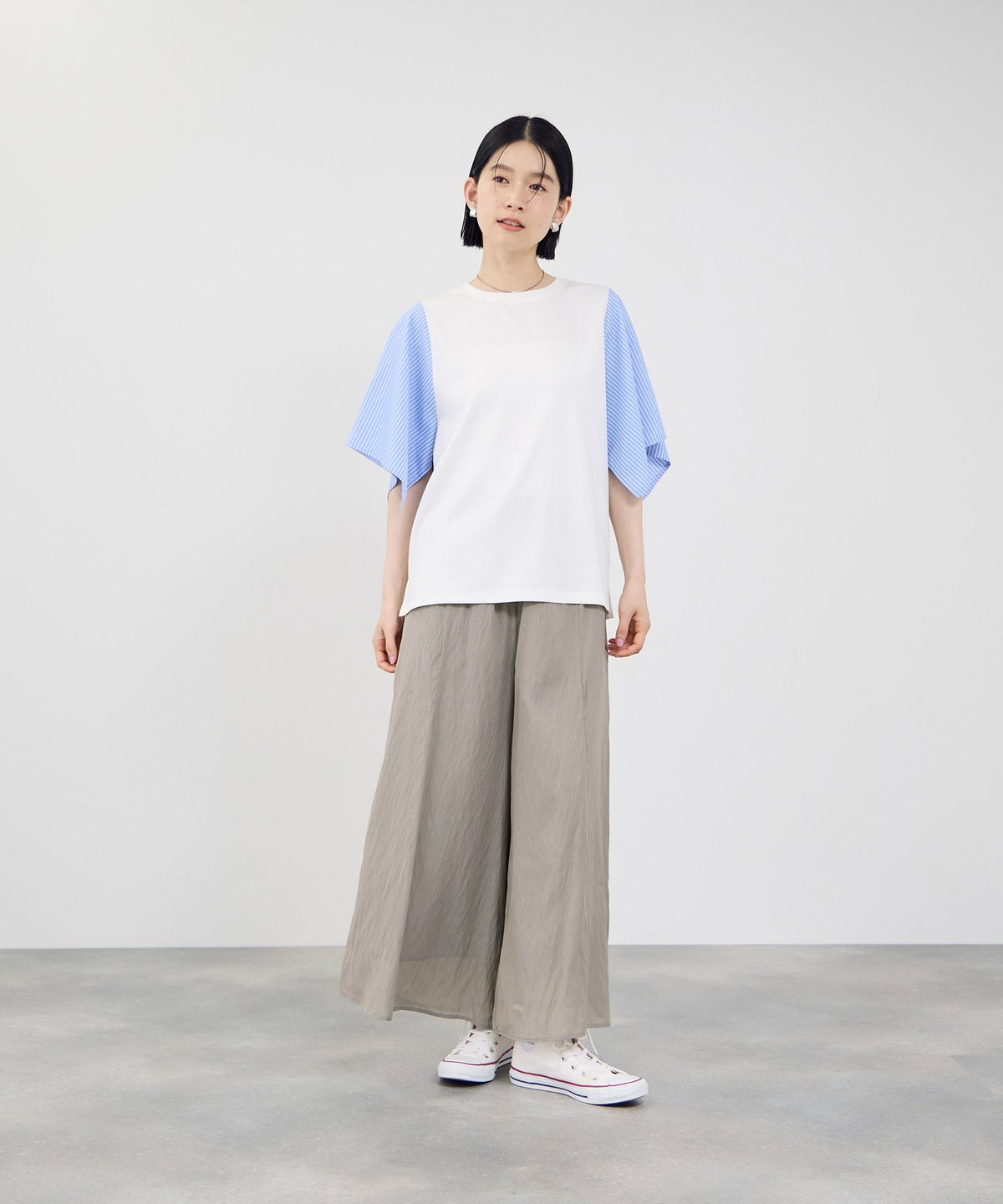Idnes シアーギャザーワイドパンツ レディース