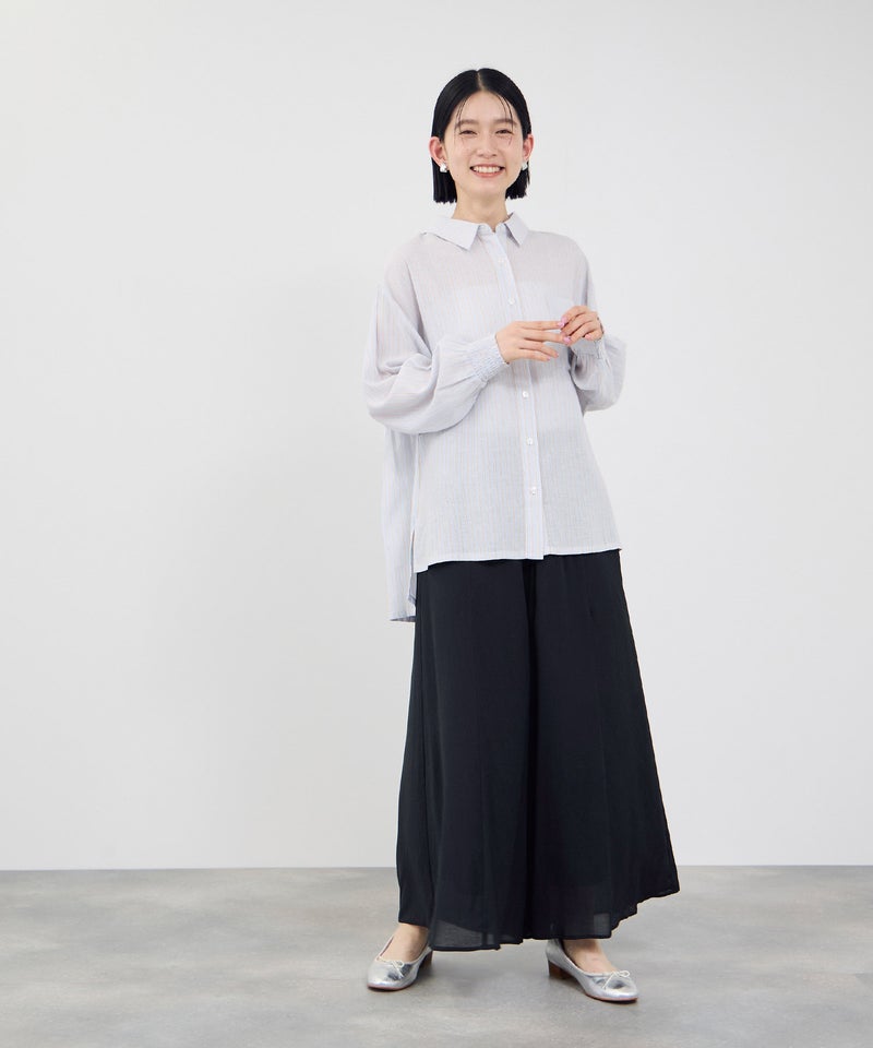 Idnes シアーギャザーワイドパンツ レディース商品画像-6