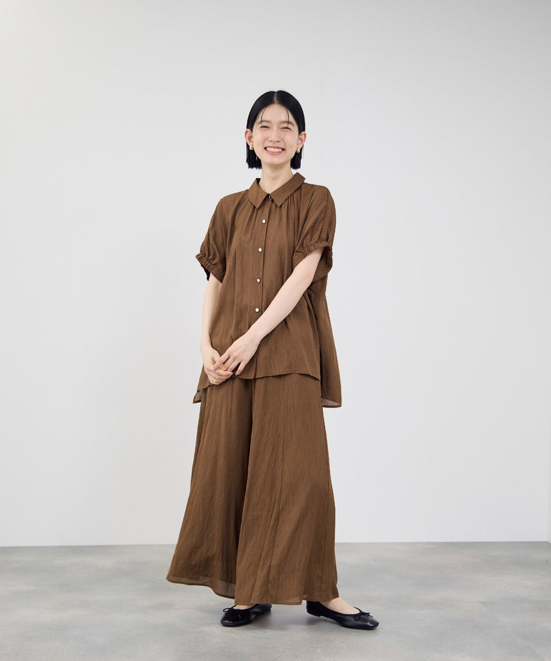 Idnes シアーギャザーワイドパンツ レディース商品画像-10