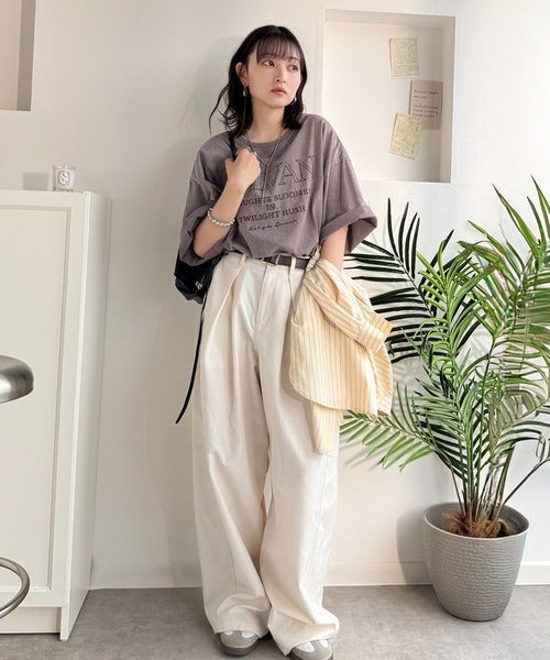 Classical Elf《JaVaジャバコラボ》色褪せで魅せる、ラフな品格。綿100%前後2WAYアシッド刺繍ユルTEE(半袖)商品画像-26