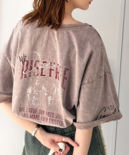 Classical Elf《JaVaジャバコラボ》キャッチーな個性派スタイル。綿100％前後2wayアシッドウォッシュビッグロックTシャツ(半袖）商品画像-3