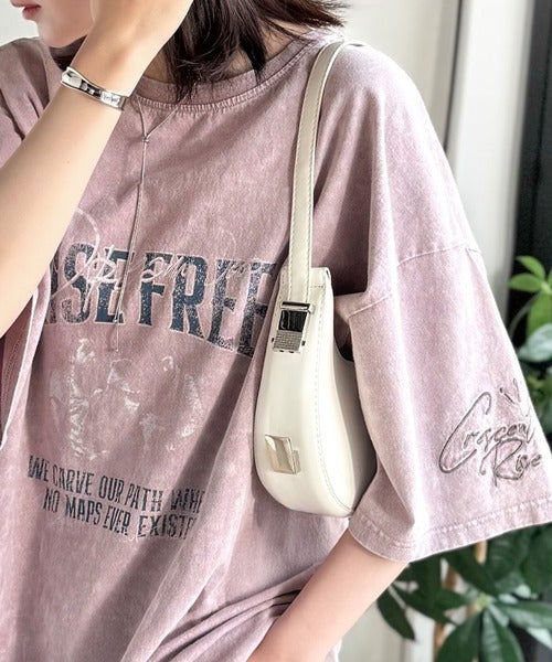 Classical Elf《JaVaジャバコラボ》キャッチーな個性派スタイル。綿100%前後2wayアシッドウォッシュビッグロックTシャツ(半袖)商品画像-4