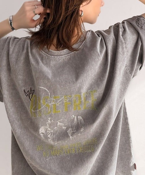 Classical Elf《JaVaジャバコラボ》キャッチーな個性派スタイル。綿100%前後2wayアシッドウォッシュビッグロックTシャツ(半袖)商品画像-6