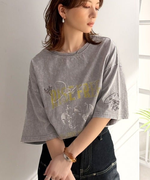 Classical Elf《JaVaジャバコラボ》キャッチーな個性派スタイル。綿100%前後2wayアシッドウォッシュビッグロックTシャツ(半袖)商品画像-7