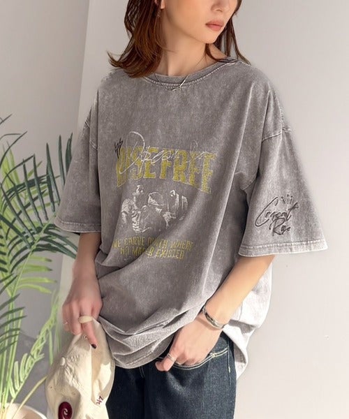Classical Elf《JaVaジャバコラボ》キャッチーな個性派スタイル。綿100%前後2wayアシッドウォッシュビッグロックTシャツ(半袖)商品画像-8