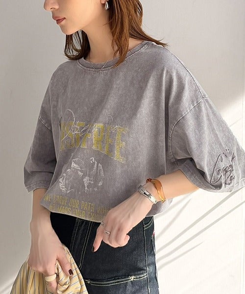 Classical Elf《JaVaジャバコラボ》キャッチーな個性派スタイル。綿100％前後2wayアシッドウォッシュビッグロックTシャツ(半袖）商品画像-9