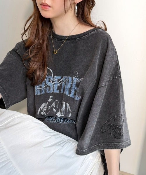 Classical Elf《JaVaジャバコラボ》キャッチーな個性派スタイル。綿100%前後2wayアシッドウォッシュビッグロックTシャツ(半袖)商品画像-14