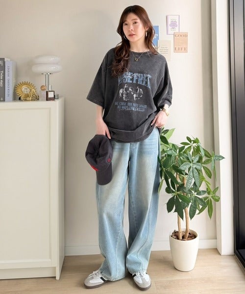 Classical Elf《JaVaジャバコラボ》キャッチーな個性派スタイル。綿100%前後2wayアシッドウォッシュビッグロックTシャツ(半袖)商品画像-15