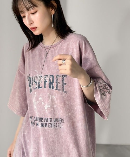 Classical Elf《JaVaジャバコラボ》キャッチーな個性派スタイル。綿100%前後2wayアシッドウォッシュビッグロックTシャツ(半袖)商品画像-32