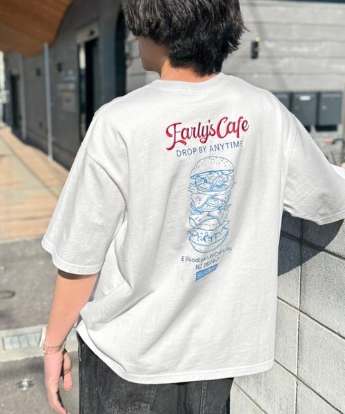 Classical Elf《JaVaジャバコラボ》遊び心のあるカフェロゴが映えるバックプリントT。刺繍使いハンバーガーデザインTシャツ商品画像-11