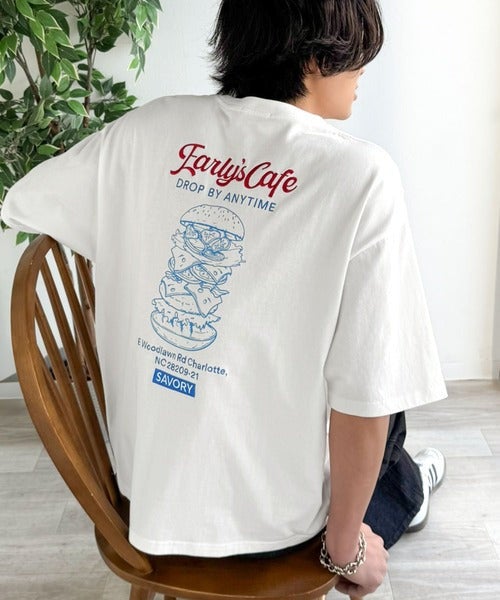 Classical Elf《JaVaジャバコラボ》遊び心のあるカフェロゴが映えるバックプリントT。刺繍使いハンバーガーデザインTシャツ商品画像-12