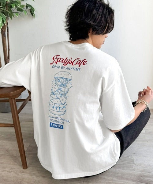 Classical Elf《JaVaジャバコラボ》遊び心のあるカフェロゴが映えるバックプリントT。刺繍使いハンバーガーデザインTシャツ商品画像-13