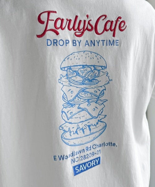 Classical Elf《JaVaジャバコラボ》遊び心のあるカフェロゴが映えるバックプリントT。刺繍使いハンバーガーデザインTシャツ商品画像-35